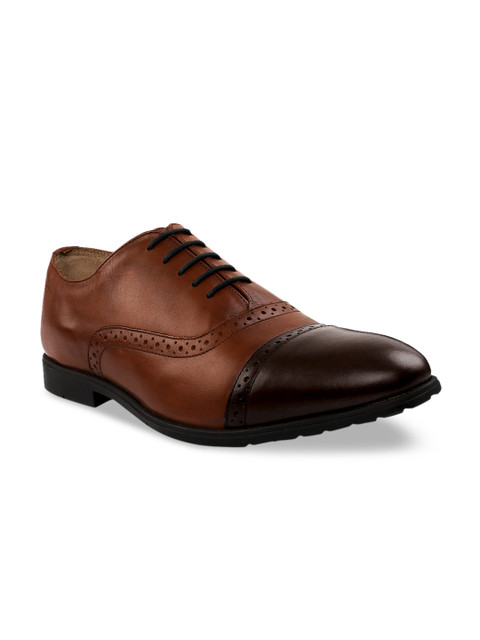 

RAPAWALK Men Tan & Brown Standard Width Leather Formal Oxfords