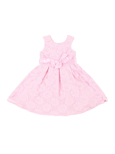 

Pantaloons Junior Girls Pink Self Design Fit and Flare Dress