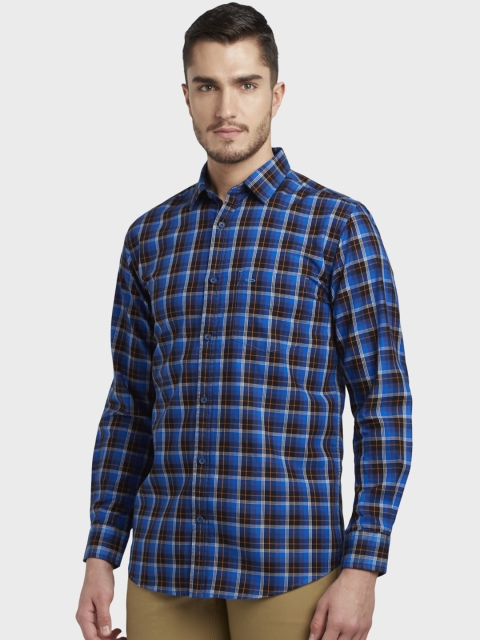 

ColorPlus Men Blue Slim Fit Checked Casual Shirt