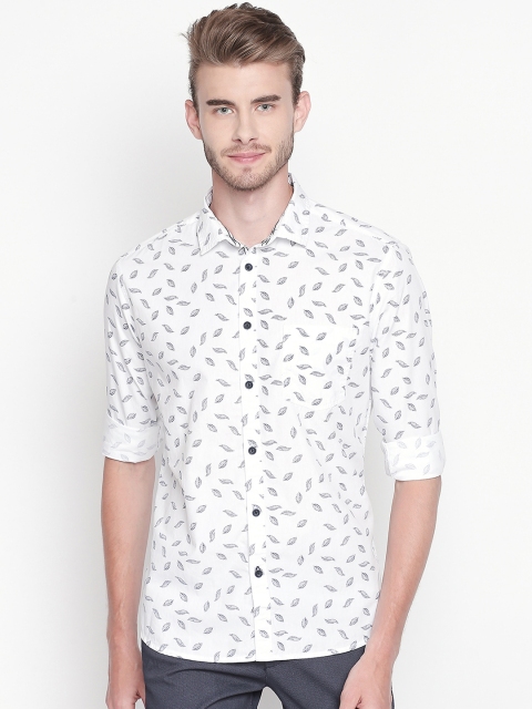 

Urban Ranger by pantaloons Men White & Blue Slim Fit Printed Casual Shirt