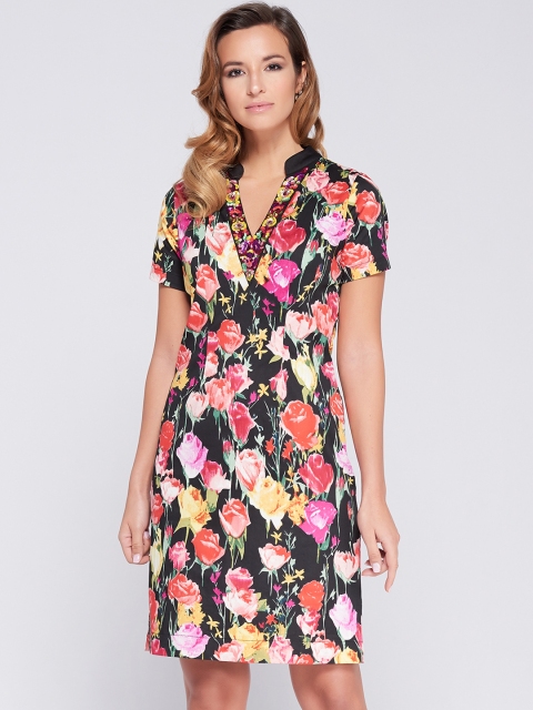 

NIZA Women Black Printed Empire Dress