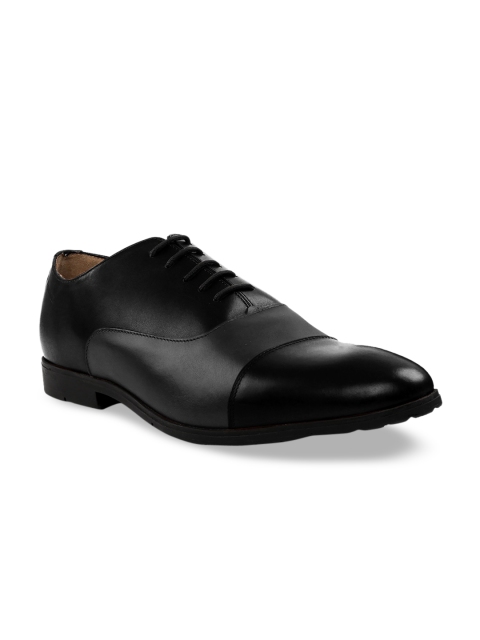 

RAPAWALK Men Black & Grey Standard Width Leather Formal Oxfords