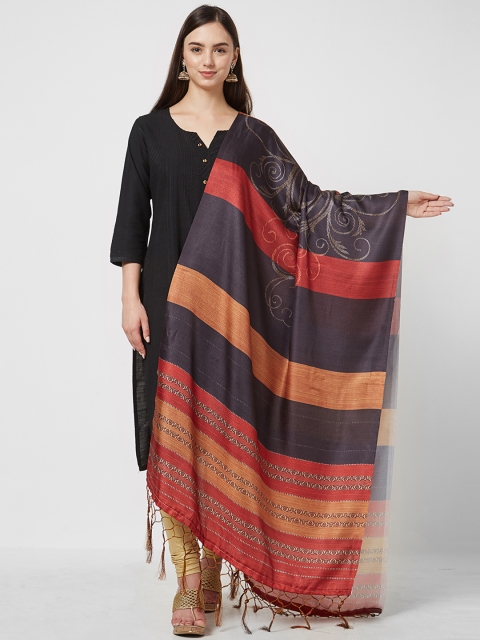 

Saree mall Black & Multicoloured Printed Dupatta