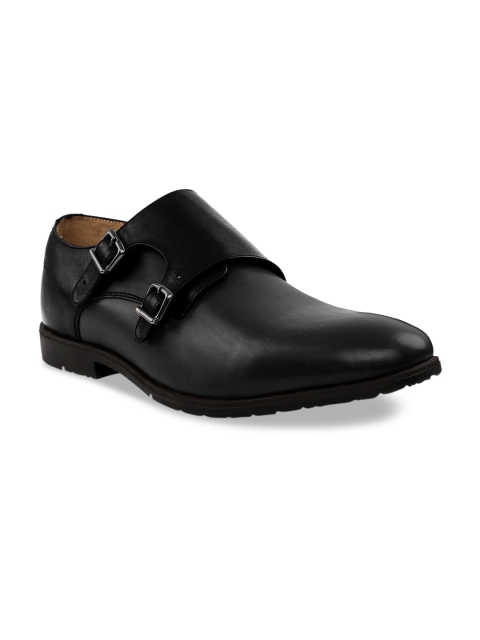 

RAPAWALK Men Black Standard Width Leather Formal Monks