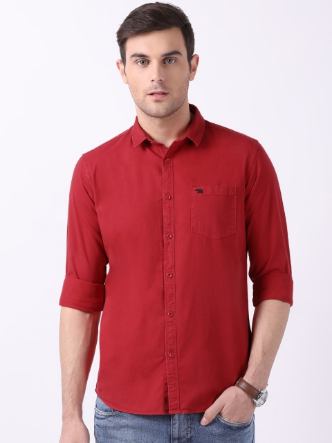 

THE BEAR HOUSE Men Red Slim Fit Solid Casual Shirt