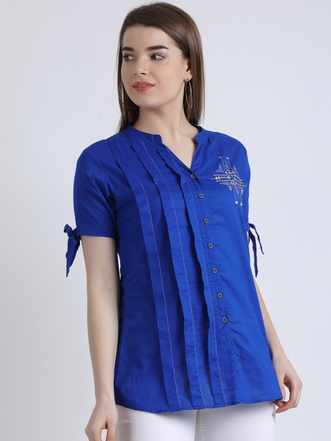 

Kira Women Blue Regular Fit Solid Casual Shirt
