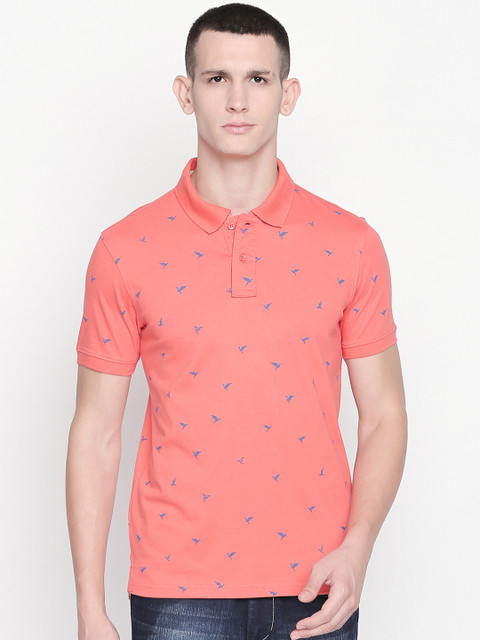 

Urban Ranger by pantaloons Men Orange Printed Polo Collar T-shirt