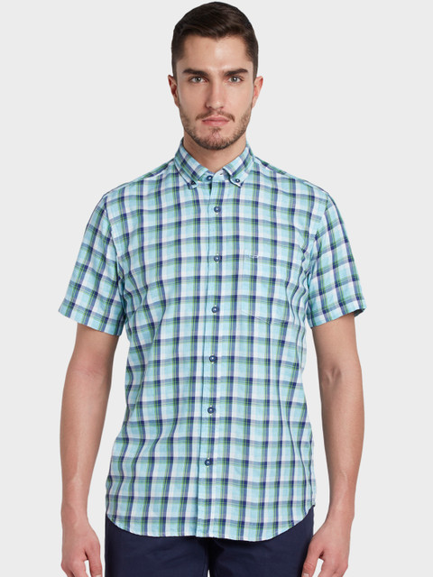 

ColorPlus Men Green Slim Fit Checked Casual Shirt