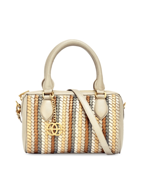 

Eske Silver-Toned Striped Leather Shoulder Bag