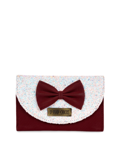 

3 Mad Chicks Women Maroon Textured Three Fold Wallet