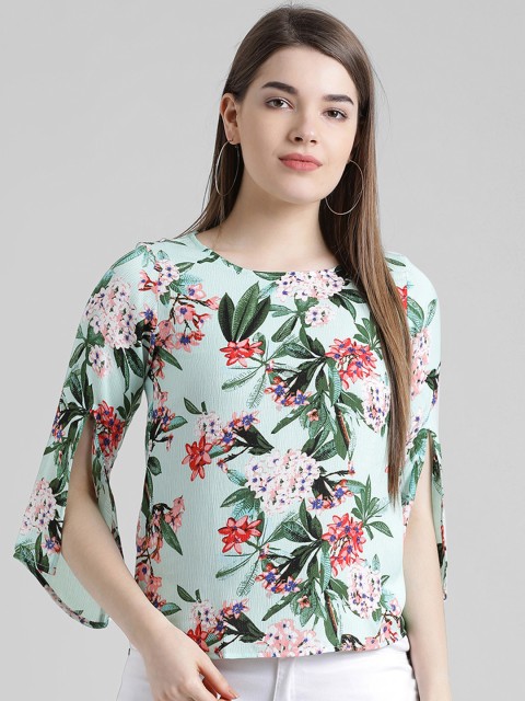 

Zink London Women Sea Green Printed Top