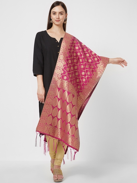

Saree mall Pink & Gold-Coloured Woven Design Dupatta