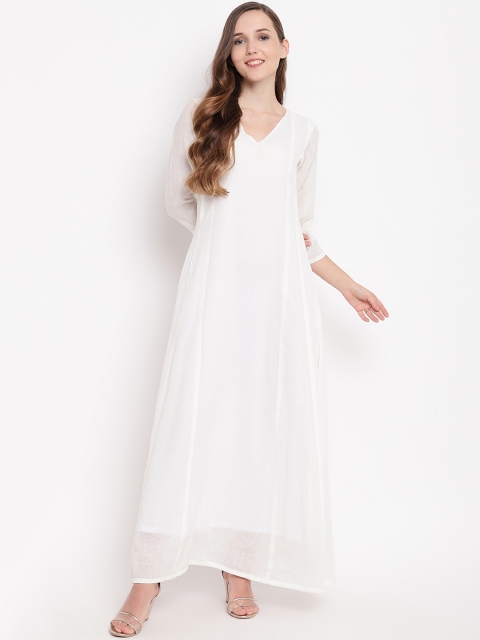 

trueBrowns Women White Solid Maxi Dress