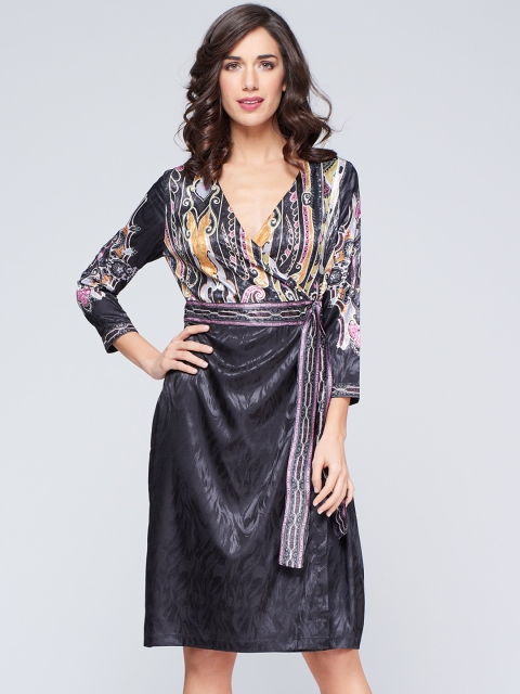 

NIZA Women Black Printed Fit and Flare Dress