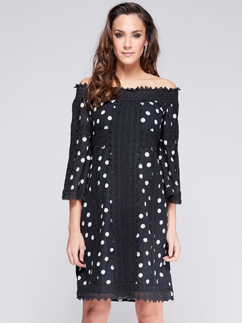 

NIZA Women Black Printed Empire Dress