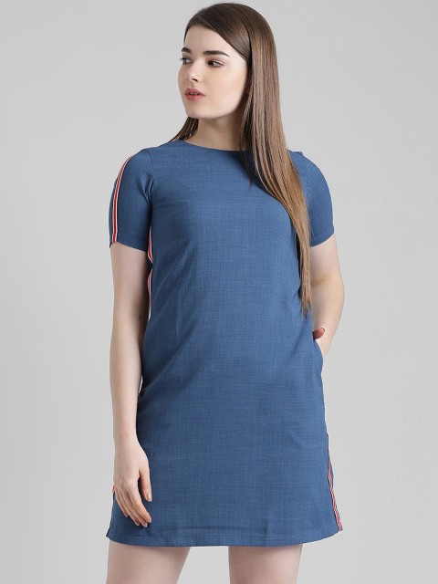 

Zink London Women Blue Solid Sheath Dress