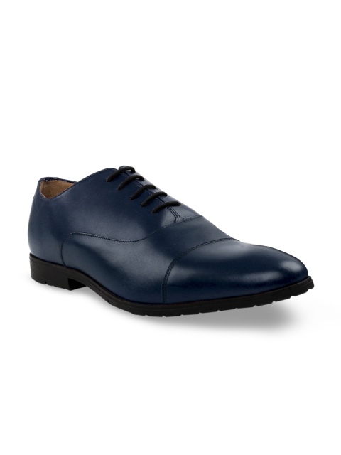

RAPAWALK Men Blue Standard Width Leather Formal Oxfords