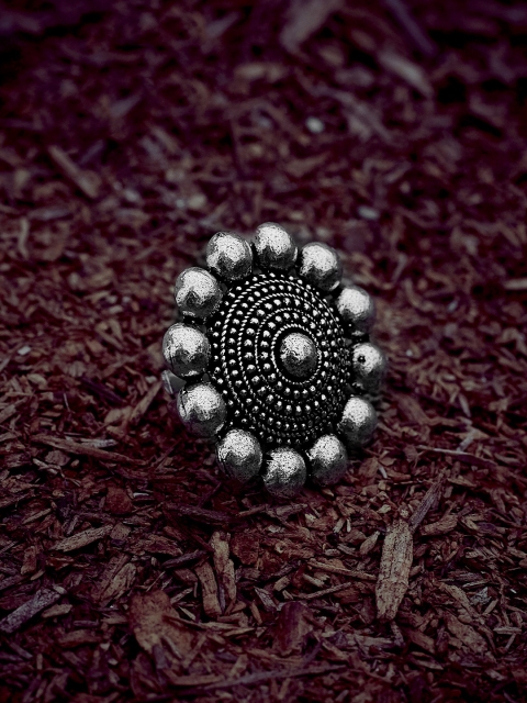 

Zerokaata Women Silver-Plated Oxidized Adjustable Finger Ring