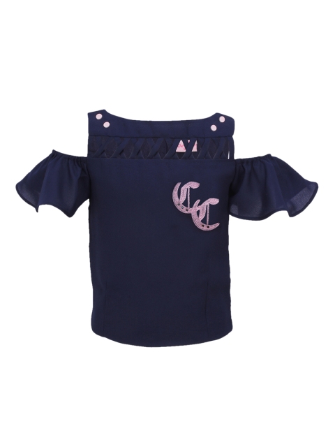 

CUTECUMBER Girls Navy Blue Solid Top