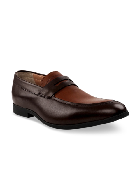 

RAPAWALK Men Tan Brown Standard Width Leather Formal Slip-Ons
