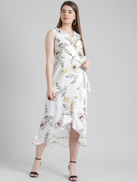 

Zink London Women White Printed Wrap Dress