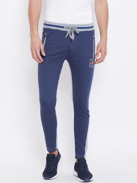 

Duke Men Grey & Blue Colourblocked Slim-Fit Trackpant