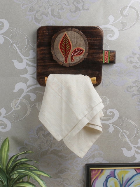

VarEesha Brown Leaf Mango Wood Wall Mounting Napkin Cum Towel Holder