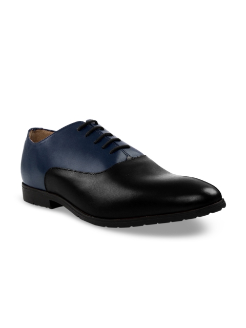 

RAPAWALK Men Blue & Black Standard Width Leather Formal Oxfords