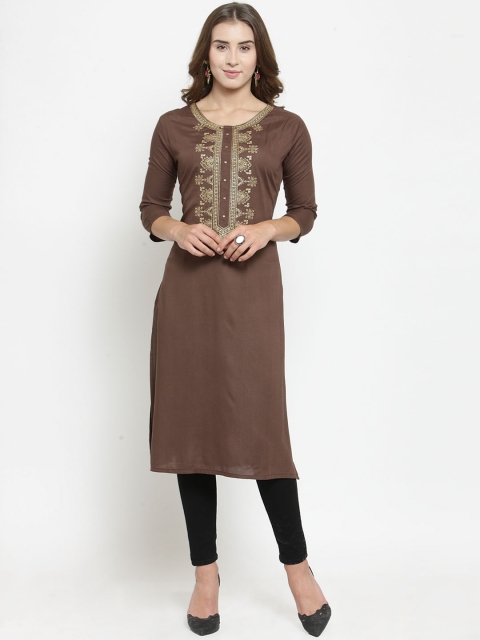 

WESTCLO Women Brown Solid Straight Kurti
