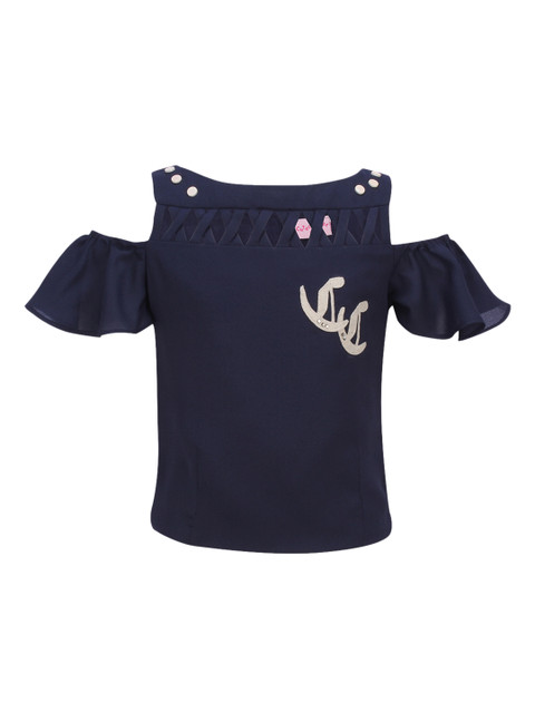 

CUTECUMBER Girls Navy Blue Printed Top