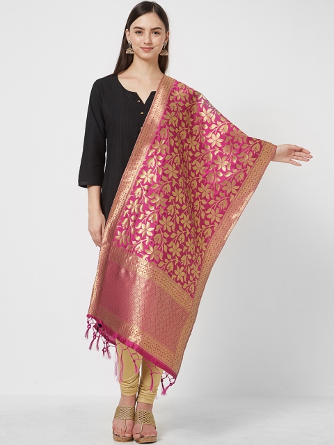 

Saree mall Pink Woven Design Dupatta