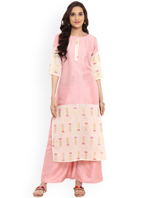 ZIYAA Women Pink Printed Straight Kurta