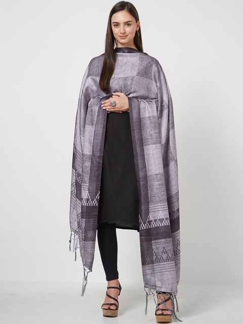 

Saree mall Grey & Black Printed Dupatta