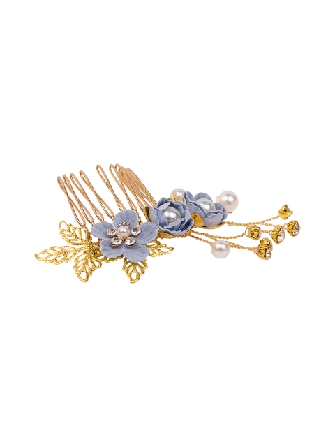 

Golden Peacock Gold-Toned Embellished Comb Pin