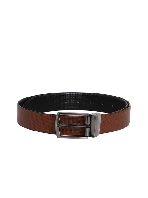 

CRUSSET Men Tan Brown & Black Solid Leather Belt