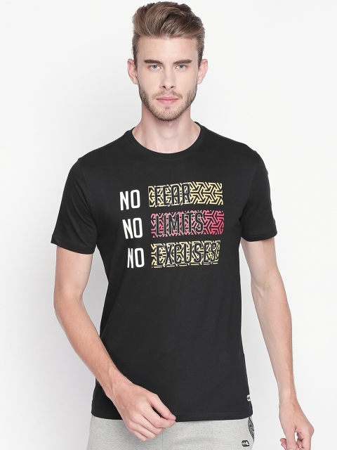 

Ajile by Pantaloons Men Black Printed Round Neck Pure Cotton T-shirt