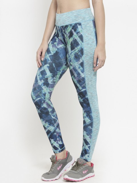 

Boston Club Women Green & Blue Printed Skinny-Fit Tights