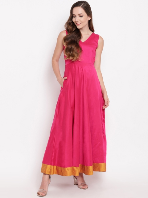

trueBrowns Women Pink Solid Maxi Dress