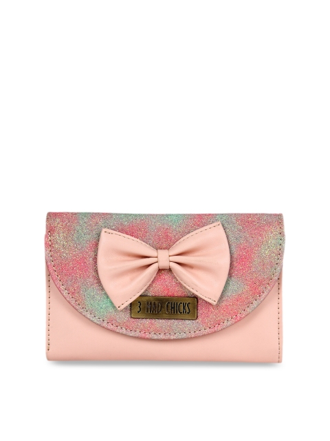 

3 Mad Chicks Women Pink Solid Three Fold Wallet