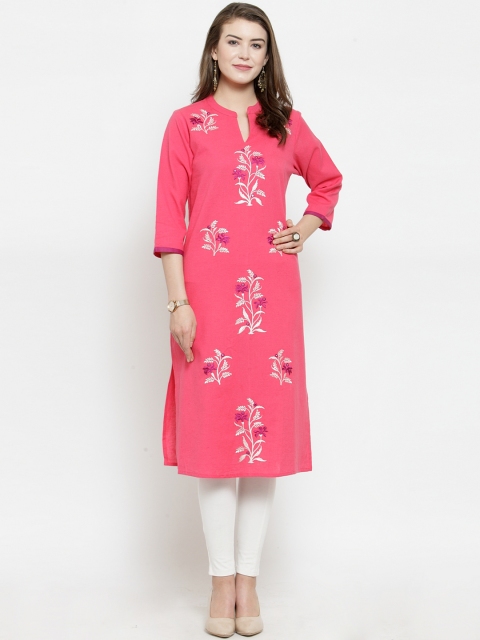 

WESTCLO Women Pink Solid Straight Kurti