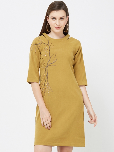 

Soie Women Brown Solid Sheath Dress