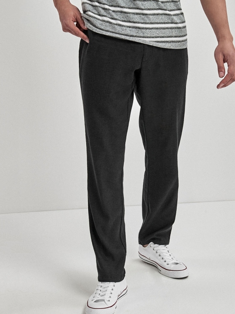 

next Men Black Regular Fit Solid Regular Trousers