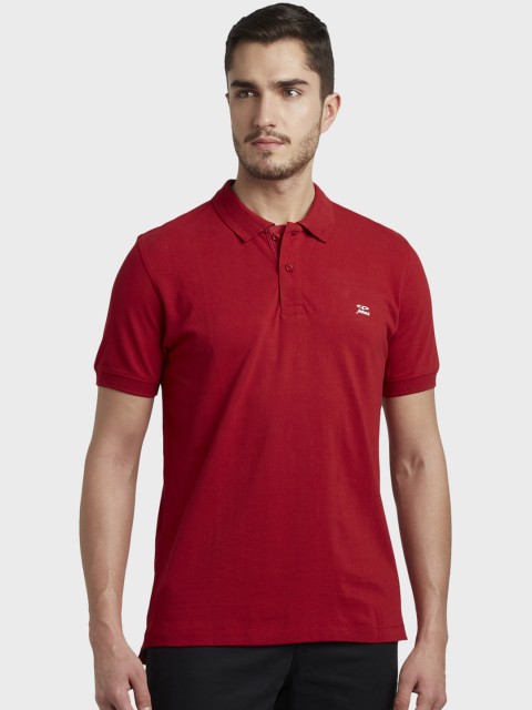 

ColorPlus Men Red Solid Polo Collar T-shirt
