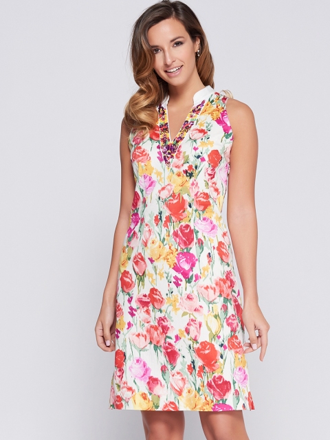 

NIZA Women Off-White Printed A-Line Dress