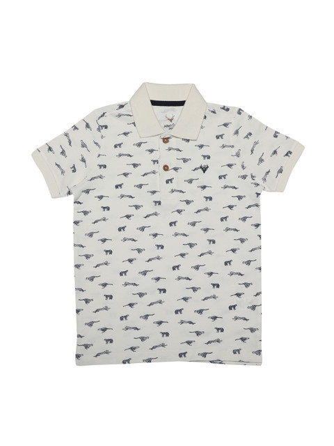

Allen Solly Junior Boys White & Navy Blue Printed T-Shirt