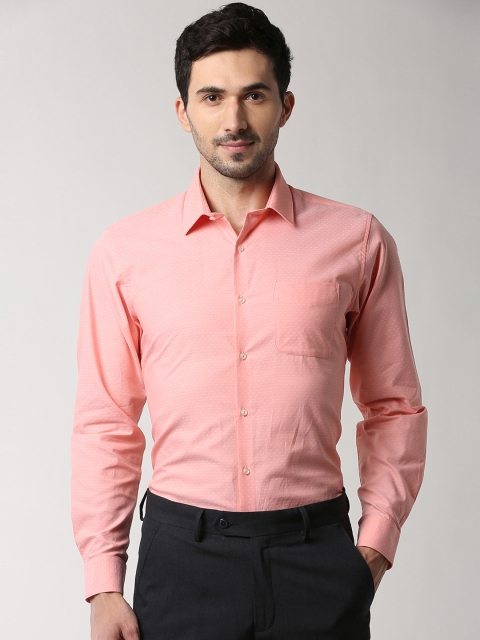 

Peter England Men Pink Regular Fit Self Design Formal Shirt