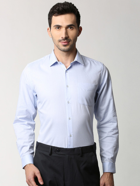 

Peter England Men Blue Slim Fit Self Design Formal Shirt