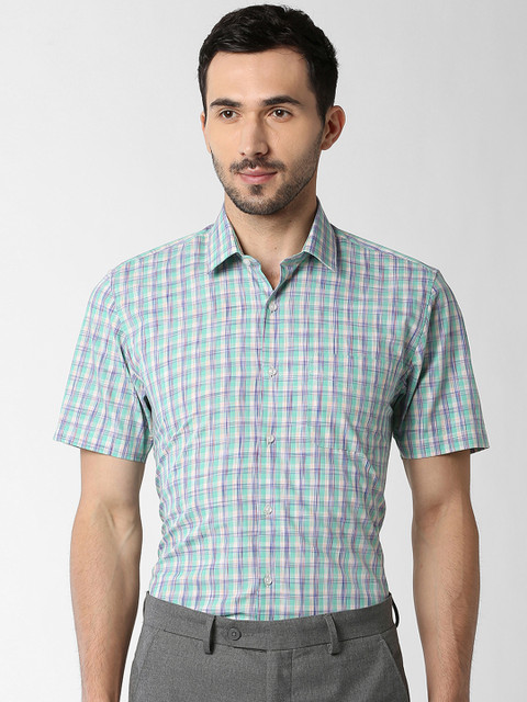 

Peter England Men Blue Slim Fit Checked Formal Shirt