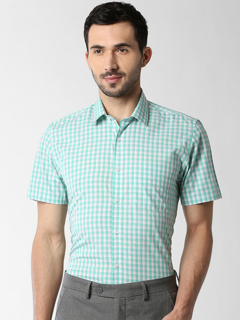 

Peter England Men Green Slim Fit Checked Formal Shirt