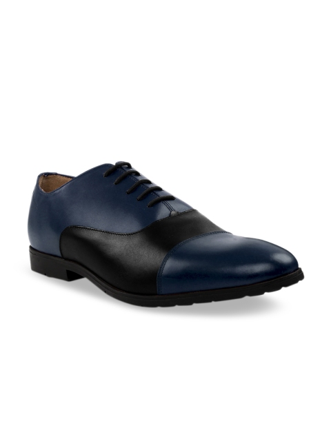 

RAPAWALK Men Blue & Black Standard Width Leather Formal Oxfords